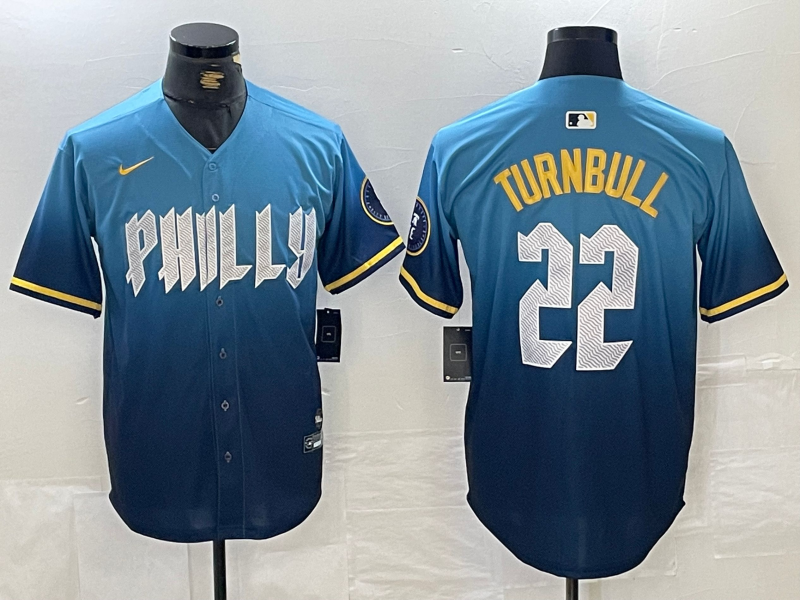 Men's Philadelphia Phillies Spencer Turnbull #22 Blue 2024 City Connect Limited Jersey